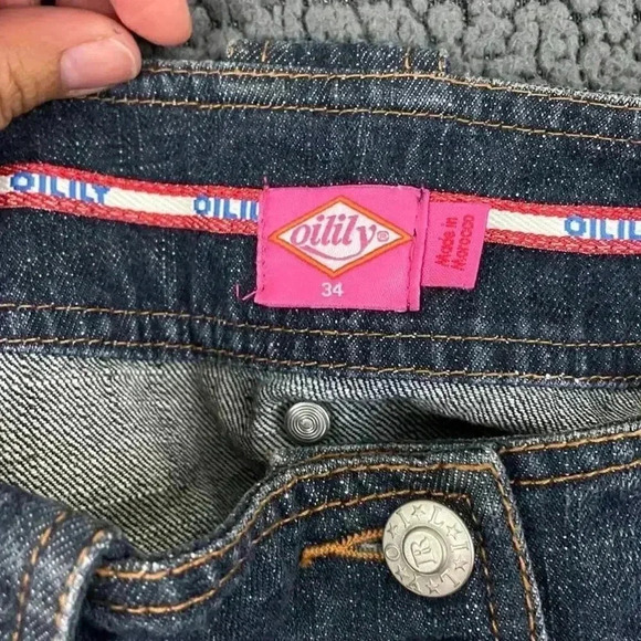 Oilily Blue Denim Skirt 34 Floral Embroidered Center Buttons Women's - Picture 3 of 13